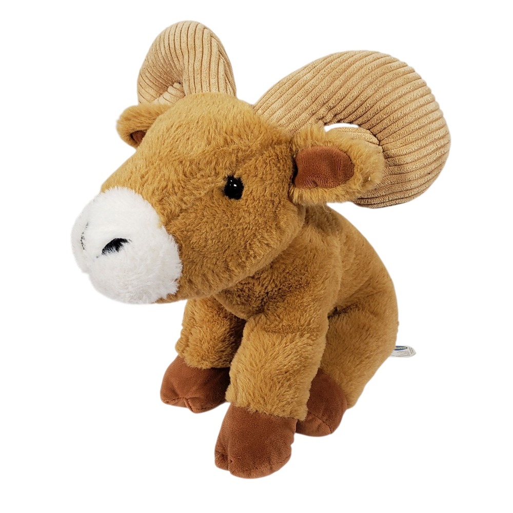 Teddy Mountain Plush Ram Stuffed Animal Toy Tan Brown Horns‎ Soft Kids Gift